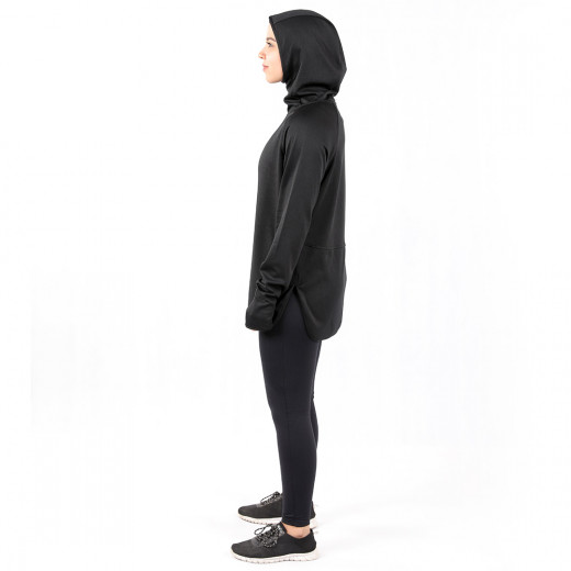 RB Women's Short Running Hoodie, Small Size, Black Color