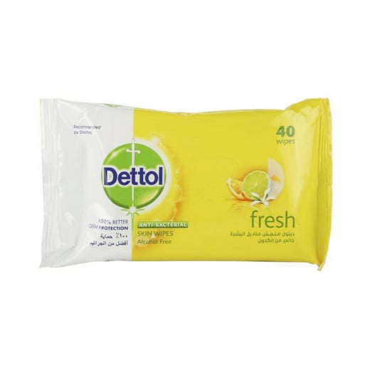 Dettol Anti Bacterial Fresh Skin Wipes, 40 Wipes