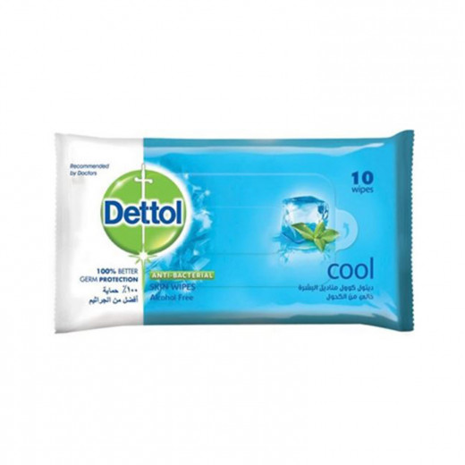 Dettol Cool Anti-Bacterial Skin Wipes, 10 Wipes