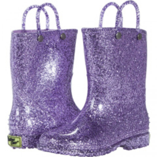 Western Chief Kids Glitter Rain Boots, Purple Color, Size 20