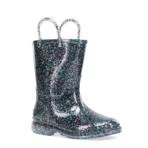 Western Chief Kids Glitter Rain Boots, Multi Color, Size 24