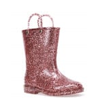Western Chief Kids Glitter Rain Boots, Rose Gold Color, Size 32