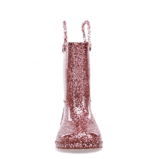 Western Chief Kids Glitter Rain Boots, Rose Gold Color, Size 25