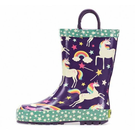 حذاء مطر للأطفال, بتصميم يونيكورن دريمز، باللون الأرجواني، مقاس 36 من ويسترن شيف