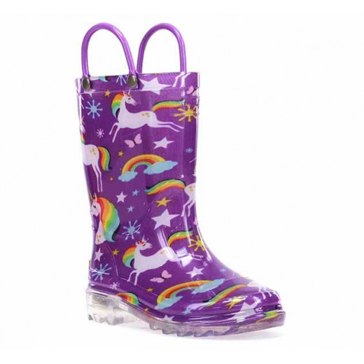 حذاء للمطر للأطفال, بتصميم وحيد القرن, بألوان قوس قزح, مقاس 27 من ويسترن شيف