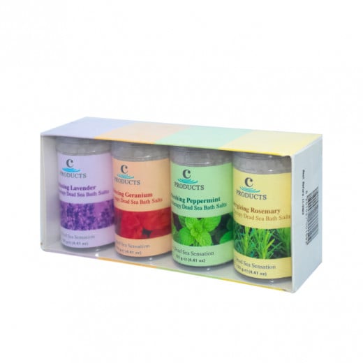 C-Products Therapy Combo Aromatherapy Dead Sea Salts Set, 4 Exotic Blends