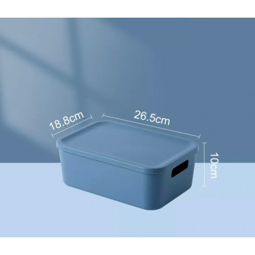 صندوق تخزين مع غطاء, باللون الأزرق الغامق, 26.5*18.8*10 سم