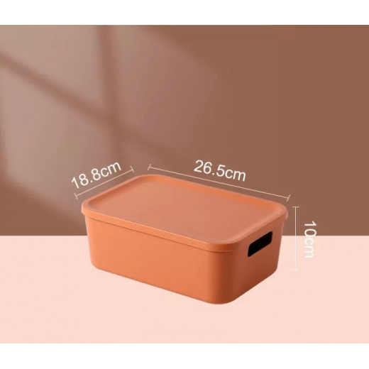 Storage Box With Lid, Orange Color, 26.5x18.8x10 Cm