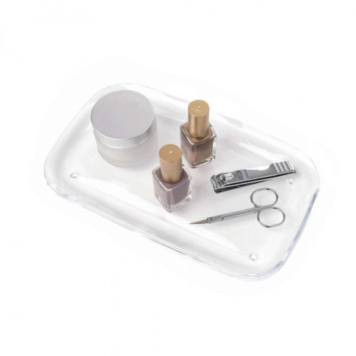 Umbra transparent tray for bathroom accessories
