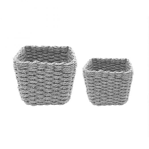 Weva spectrum faux rattan storage basket set, 2 pcs,grey