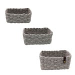 Weva stack faux rattan storage basket set, grey color, 3 pieces