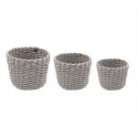 Weva rattique faux rattan storage basket set, 3 pcs, grey