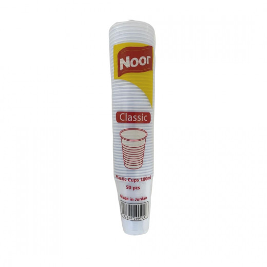 Noor Plastic Cups, 180ml Classic, 50 Pcs