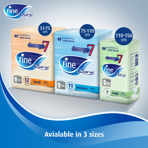 Fine Care Incontinence Unisex Briefs, Medium, Waist 75-110 Cm, 11 Diapers