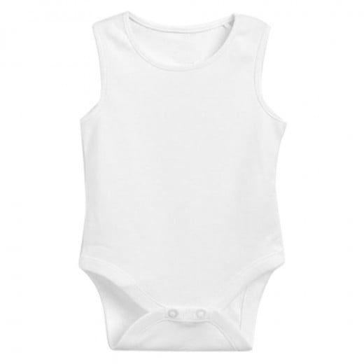 Baby Sleeveless Bodysuits, White Color