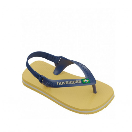 Havaianas Baby Flip Flop With Brasil Logo, Gold Yellow Color, Size 23/24