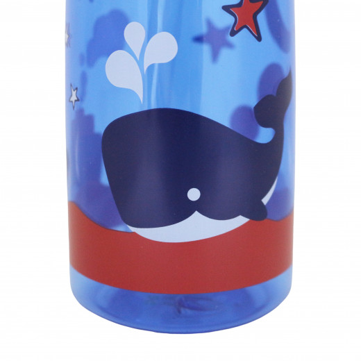 Sports Water Bottle With Straw Lid and Handle, Whale Design, 400 Ml