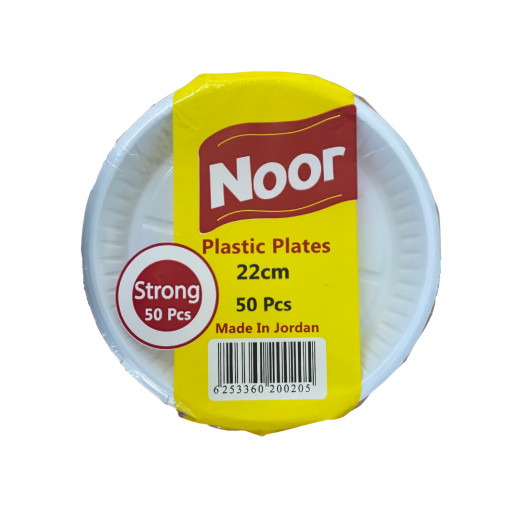Noor Plastic Plates Strong, 22 Cm, 50 Pieces