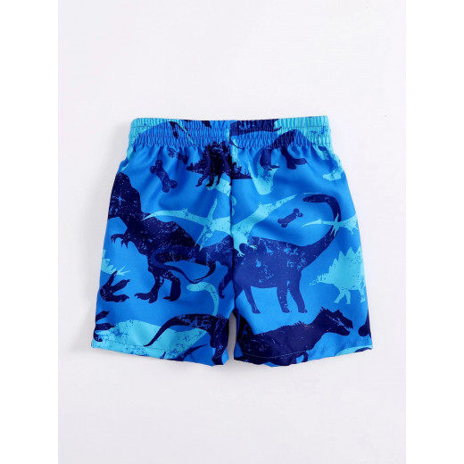 Swim Short, Dinosaur Design, Blue Color