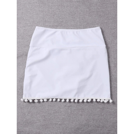 Beach Bikini Skirt, White Color