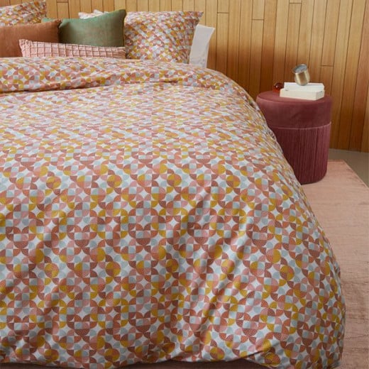 Bedding house retro grid duvet cover set, red color, king size, 3 pieces