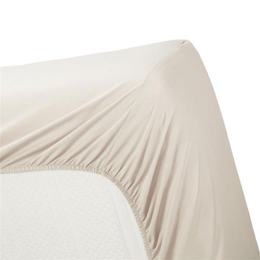 Bedding house fitted sheet set, cotton, sand color, twin size, 2 pieces