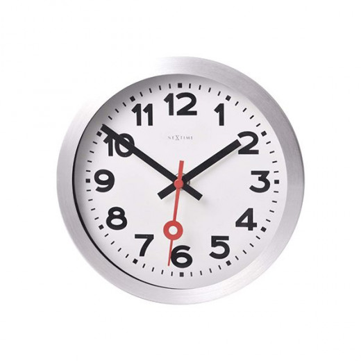 Nextime station wall and table clock, white color, 19 cm