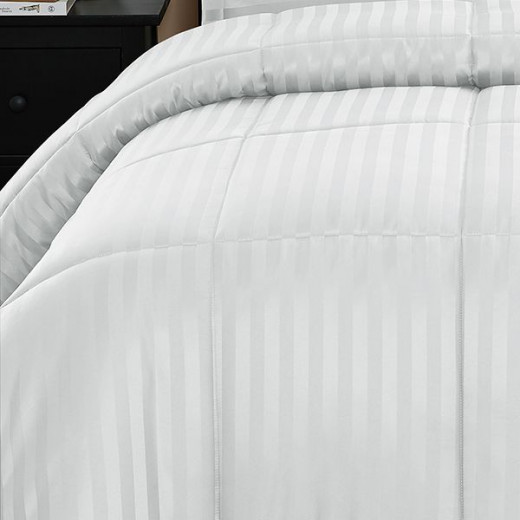 Nova home ultrastripe hotel style comforter set, white color, twin size, 4 pieces