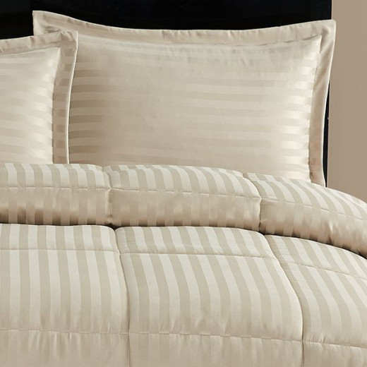 Nova home ultrastripe hotel style comforter set, sand color, king size, 6 pieces