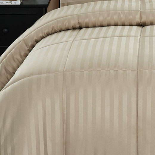 Nova home ultrastripe hotel style comforter set, sand color, king size, 6 pieces