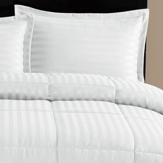 Nova home ultrastripe hotel style comforter set, white color, king size, 6 pieces
