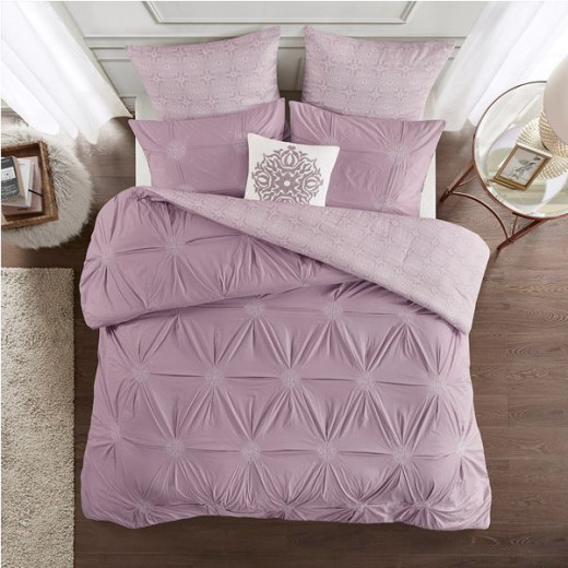Nova home malia embroidered comforter set, lavender color, king size, 7 pieces