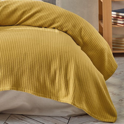 طقم كفر سرير بيكيه, باللون الأصفر, حجم مفرد كبير, 3 قطع من نوفا هوم