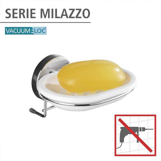 Wenko milazzo vacum-loc soap dish, stainless steel, white