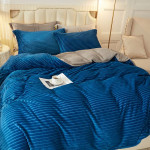 Nova home campo cordroy flannel winter duvet cover set - single/twin  - navy  3 pcs