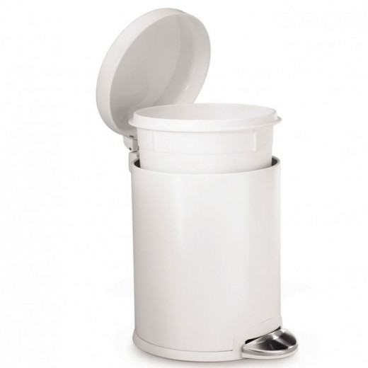 Simplehuman stainless steel trash bin, white color, 4.5 liter