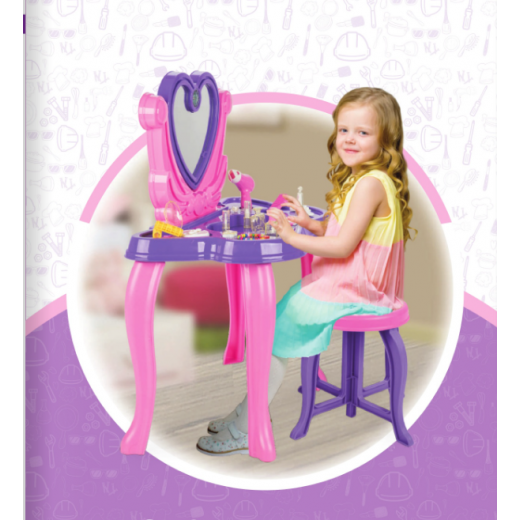 طاولة مكياج للبنات, تصميم قلب, باللون البنفسجي, 11.5 * 57.5 * 42 سم من بيلسان