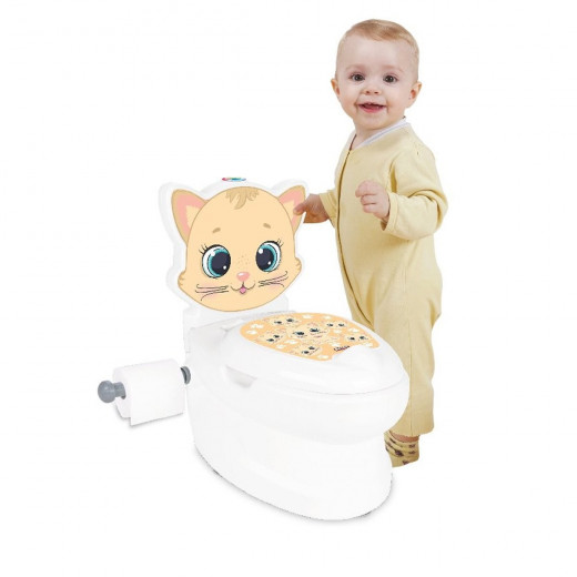 Pilsan Educational Fun Toilet Bowl, Cat Design, Beige Color, 26x41x45 Cm