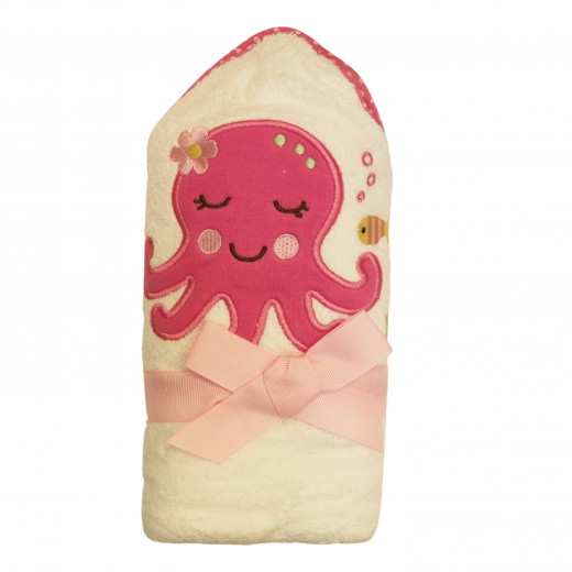منشفة إستحمام ناعمة للأطفال, بتصميم أخطبوط, باللون الزهري الغامق