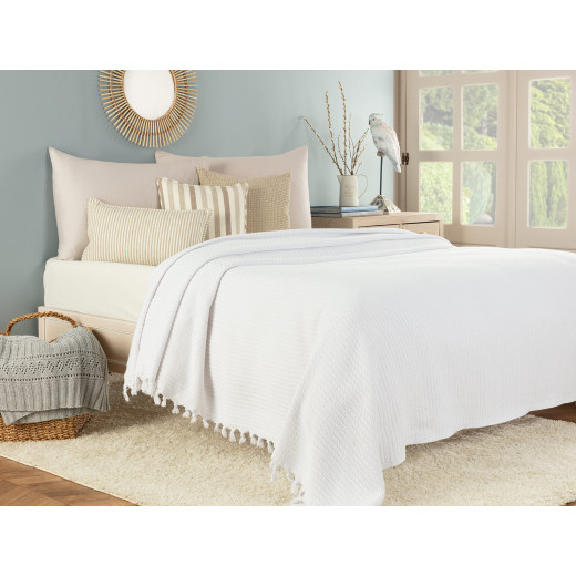 مفرش سرير، باللون الأبيض، حجم مزدوج من مدام كوكو