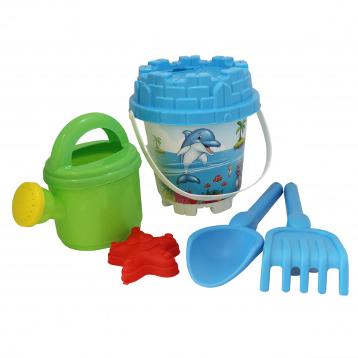 Pilsan Mini Sand Castle Bucket Set With Water Can, Blue Color, 16x24x33 Cm
