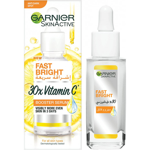 Garnier Skin Active Fast Bright Vitamin C Serum, 30m Ml + Day Cream With Vitamin C & Lemon, 50 Ml + Night Cream With Vitamin C, Lemon & Yoghurt, 50 Ml