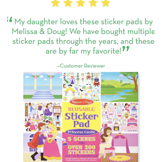 Melissa & Doug Reusable Sticker Pad,Princess Castle Design