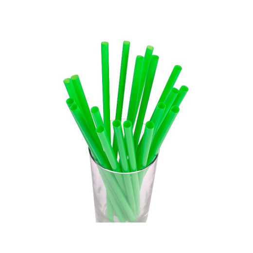 Flex Straw, 10 Mm, Green Color, 12 Pieces