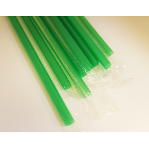 مصاصات بلاستيكية فليكس, باللون الأخضر, 10 ملم, 12 قطعة