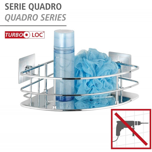 Wenko Corner Shelf Turbo-Loc Quadro Stainless Steel