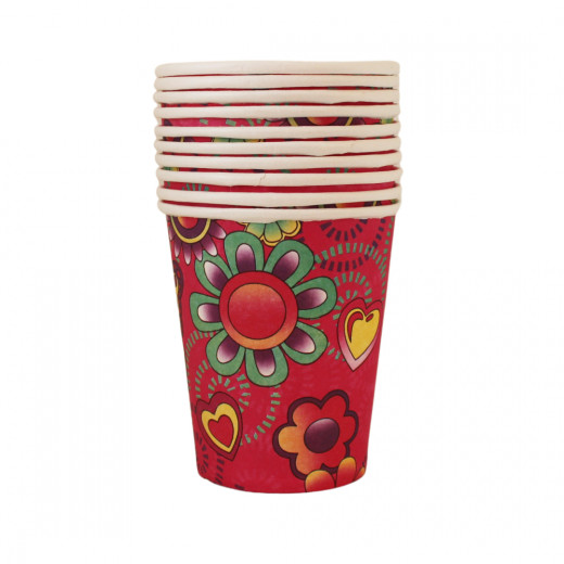 Disposable Paper Cups, Butterfly & Flowers Design