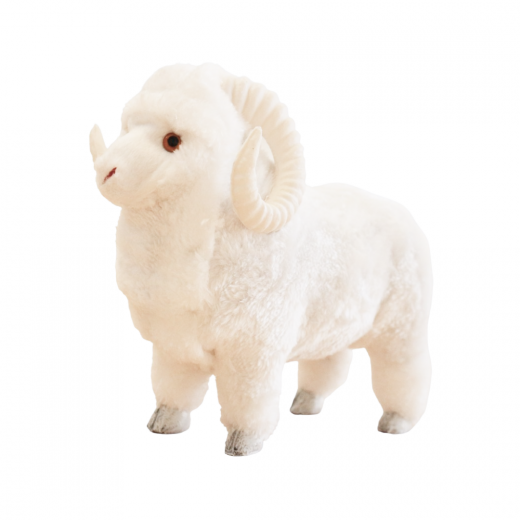 Plastics Fluffy Sheep Toy, White Color, 19 x 17 Cm