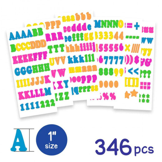 الأبجدية والأرقام ملصقات, متعدد الألوان, 346 قطعة من بازيك
