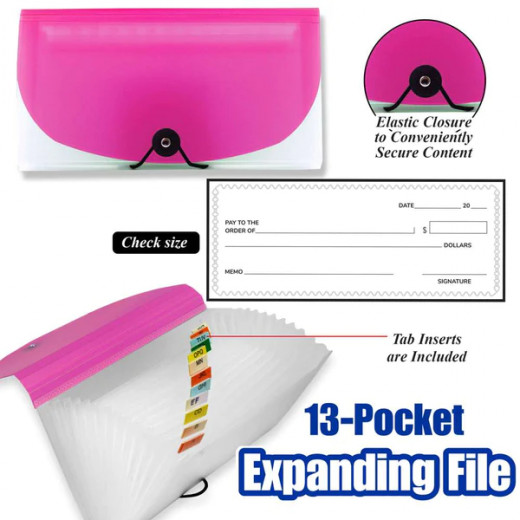 Bazic Expanding File Check Size Poly, Assorted, 13 Pocket